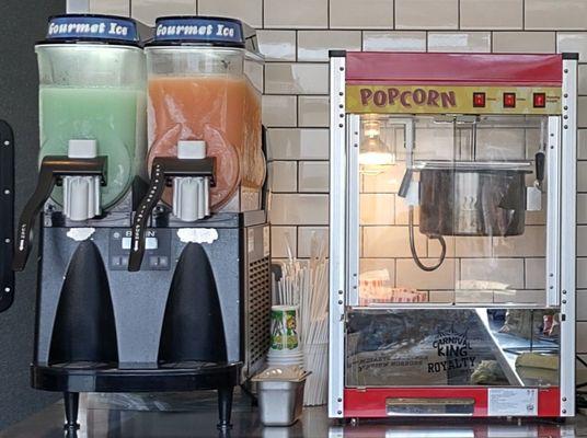 Slushee and popcorn machines