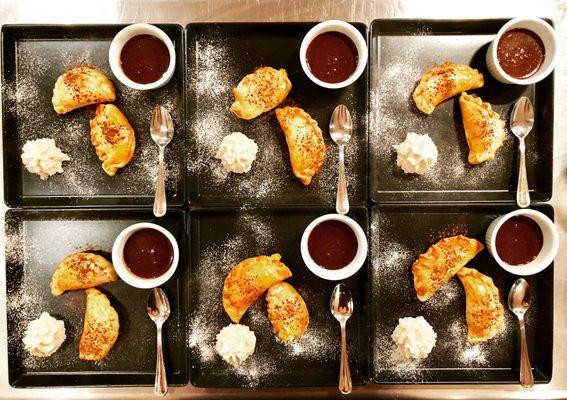 Apricot cream cheese  empanadas with spicy chocolate