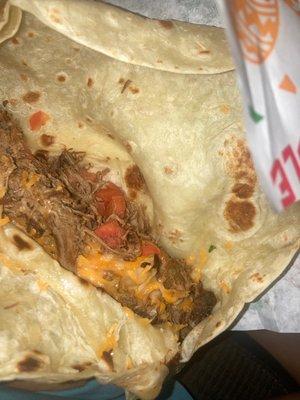 Shredded beef burrito