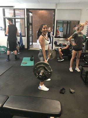 Sports performance training can help an athlete compete at their highest level.  Nora O.'s smile shows hard work can be fun too.