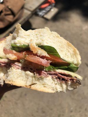 Roast beef and pastrami. With EVERYTHING. She obviously forgot most ingredients.