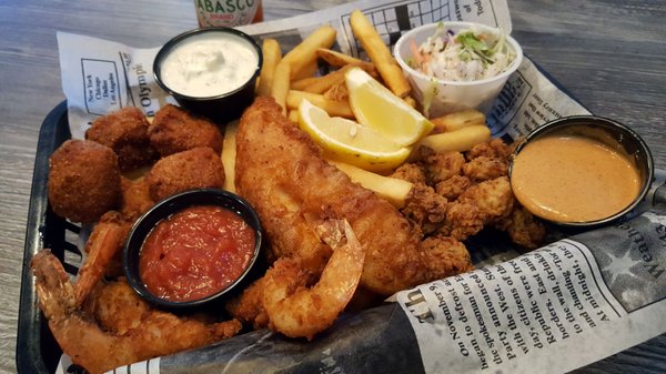 Rosco's Cajun Trio. Cod, Shrimp and Alligator Bites.