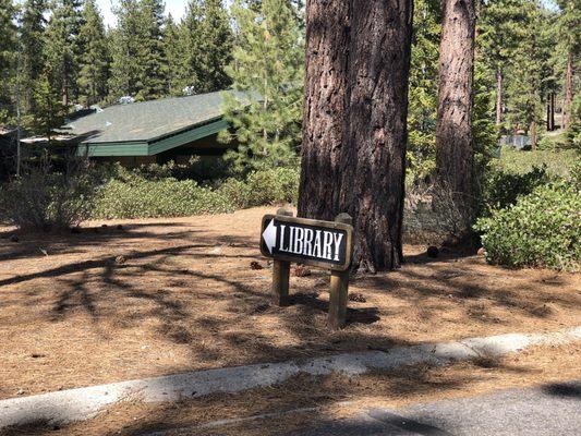 Tuesday, May 7, 2019: library sign by playground.