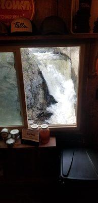 View leaning over the bar of the Falls.