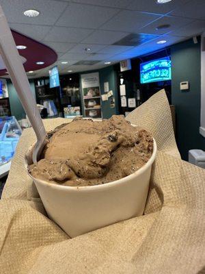 Chocolate Ice Cream with Brownies, Cookie Dough and Fudge Sauce