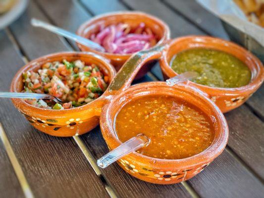 The sauces that came with our tacos!