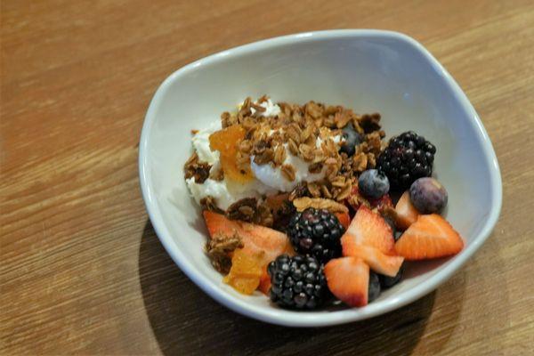 Fruit, granola and ricotta cheese