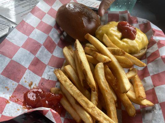 Kids burger and fries