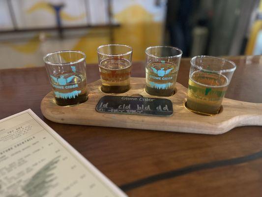 Dry ciders tasting flight