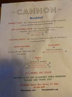 Breakfast Menu