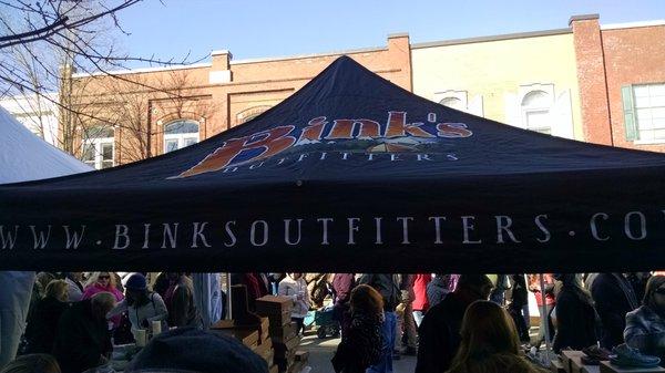 The tent featuring special deals during the Dickens festival.