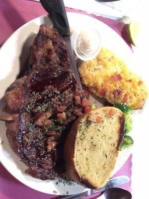 Ribeye. Twice baked potato.