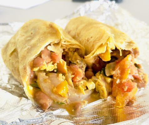 Huevos a La Mexicana Breakfast Burrito. Absolutely delicious with plentiful portions and fresh veggies.