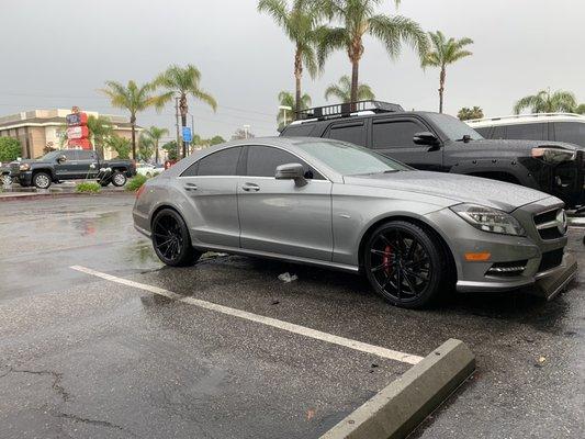 Freshly mounted wheels and tires