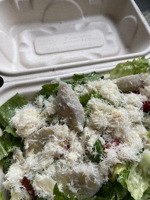 Closeup of bacalao salad plate.