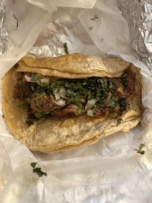 Barbacoa taco (delivered via DoorDash)