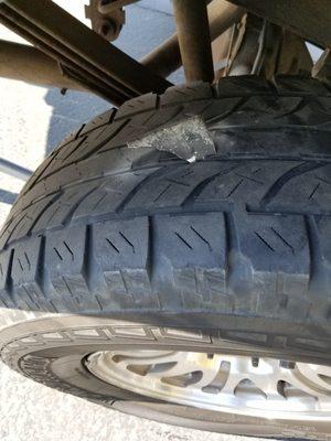 Customer definitely needed a tire change when this got lodged in his tire in Draper Utah.