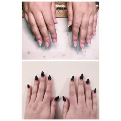 Before (nails RUINED by Nail Lounge). And after (nails reborn thanks to Nane )