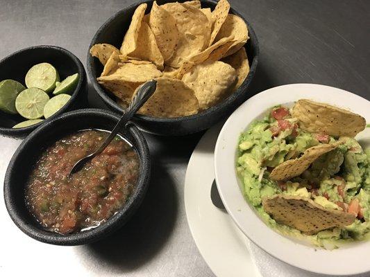 Guacamole, salsa, and chips!