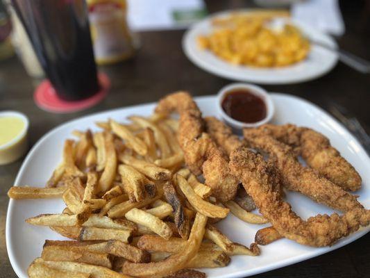 Chicken fingers and kids max and cheese