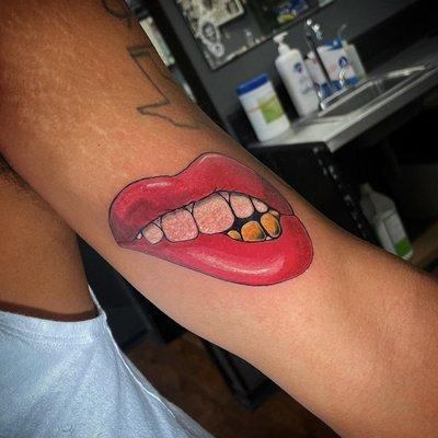 Mouth tattoo by Deidge Dunham at All Saints Tattoo North