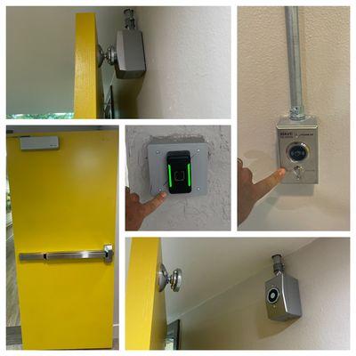 Installing a new Access Control System with the new panic exit device with electronic latch fob card, reader