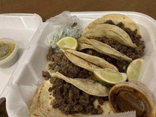 Ground beef tacos. This is from the food truck, not the restaurant