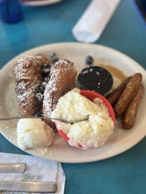 The deep fried French toast and turkey sausage was so good! Next time I will order a bigger plate!!