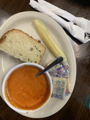 Chunky Chicken Salad Sandwich and tomato soup