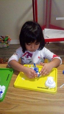 Building an Ice Castle from straws, cubes and shaving foam!