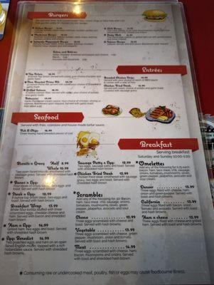 Burger & Breakfast menu.