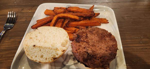 Beyond Burger and Sweet Potatoes Fries