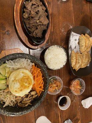 Beef bulgogi, Dolsot bibimbap, fried dumplings - are you kidding me?! So exceptional, and an even nicer family that runs Bokka!