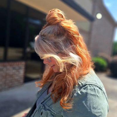 Copper light hair with Blonde white Halo