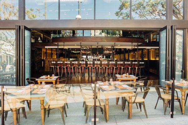 Outdoor patio & View of the main bar.