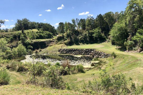 #17, a quarry hole  Par 3 over water