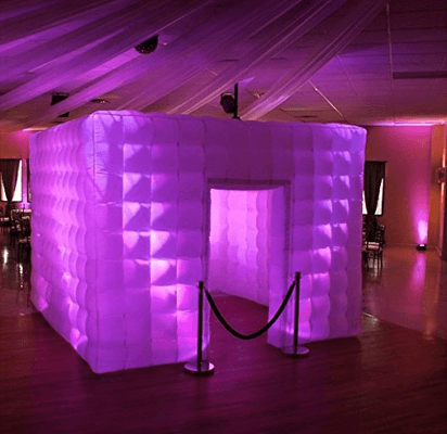 Our inflatable enclosure provides a fun and vibrant space for pictures.