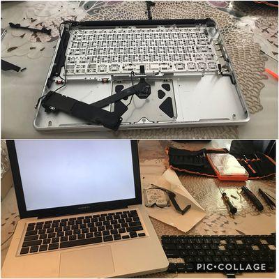 Macbook pro keyboard, hard drive and flex cable replacement