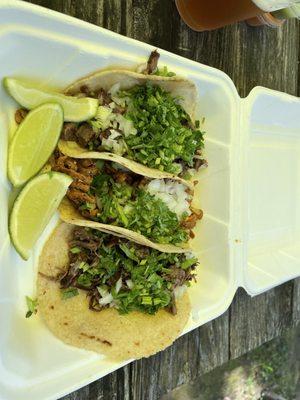 Barbacoa, Lengua, and El Pastor tacos