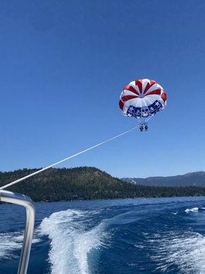 Parasailing 800 ft out of Kings Beach Lake Tahoe