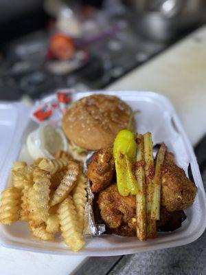 Nashville Honey Hot & Southern Style Smash Burger w/ seasoned fries