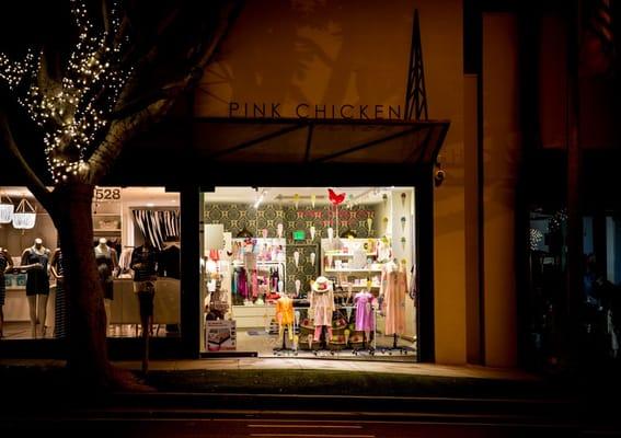 Pink Chicken New York at night