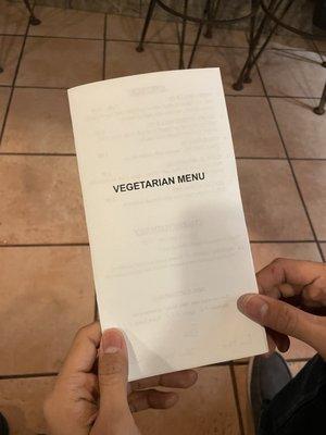 Vegetarian menu