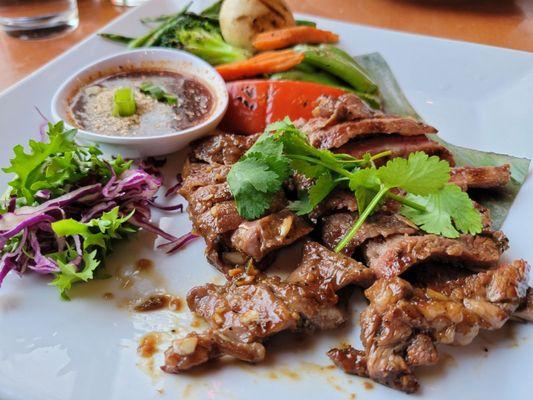 NY steak with fabulous dipping sauce