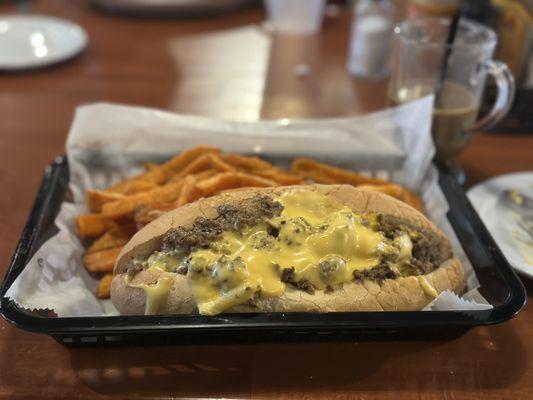 Cheesesteak with Sweet Potato Fries