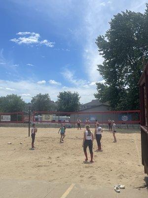 Enjoying a little sand volleyball!