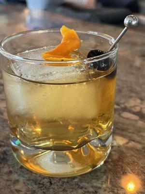 Smoked old fashioned made with the 120 proof bourbon.