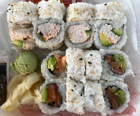 California roll (top), North Idaho roll (bottom)