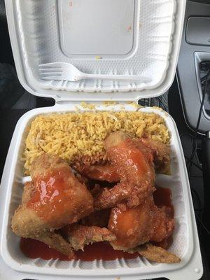 Mumbo sauce over fried wings