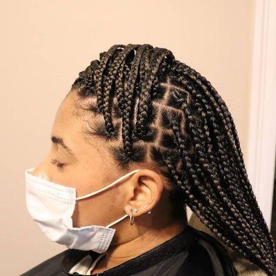 Knot less box braids